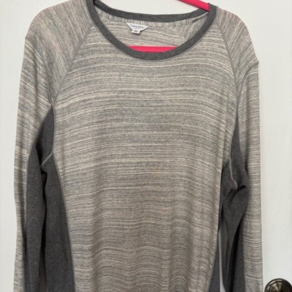 MENS CALVIN KLEIN SLIM FIT 100% COTTON GRAY LONG SLEEVE LOGO PULLOVER. SZ. XL - Picture 1 of 4